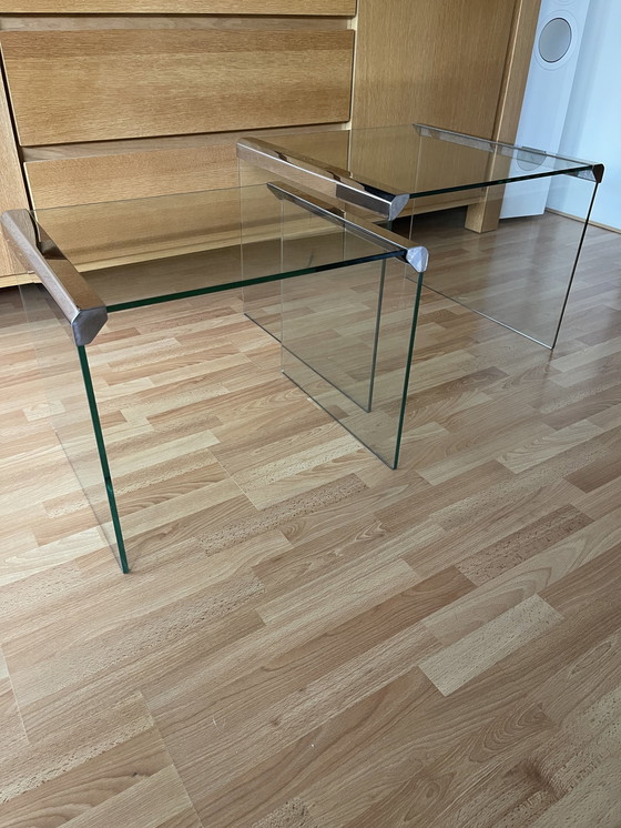 Image 1 of 2x Gallotti & Radice Glass Side Tables