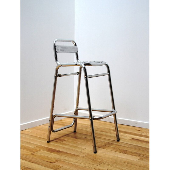 Image 1 of Vintage Albane bar stool in aluminum and stainless steel