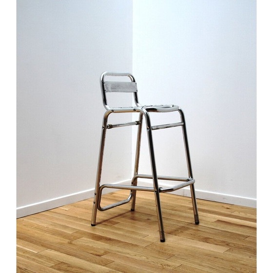 Image 1 of Vintage Albane bar stool in aluminum and stainless steel