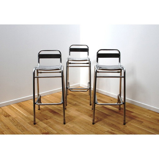 Vintage Albane bar stool in aluminum and stainless steel