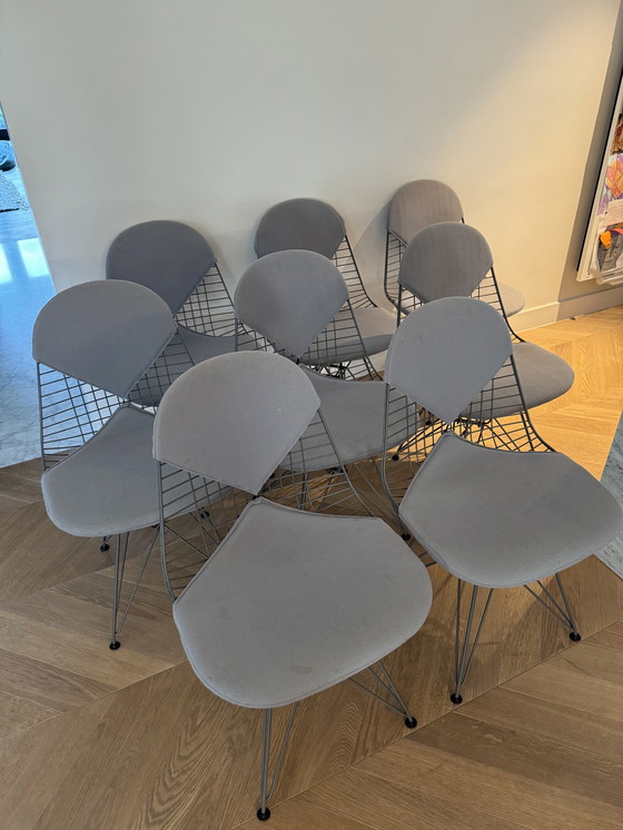 Image 1 of 8x Vitra Wire Chair Dkr Grey + Bikini Upholstery