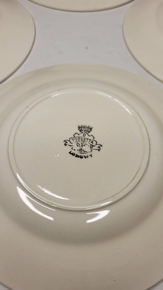 Image 1 of 6 Longwy Earthenware Dinner Plates Model Violetta