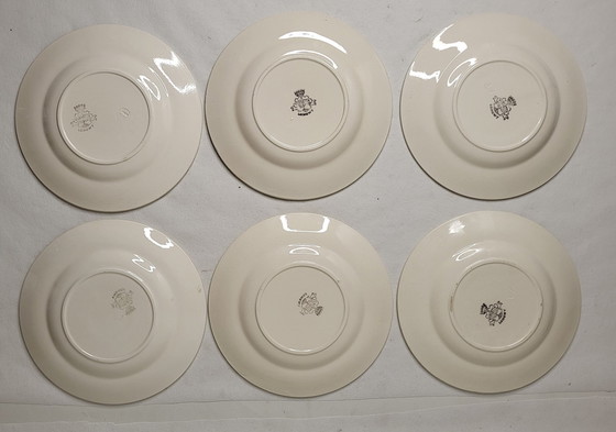 Image 1 of 6 Longwy Earthenware Dinner Plates Model Violetta