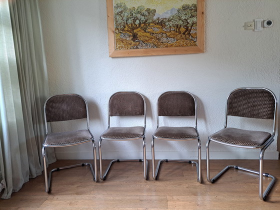 Image 1 of 4x Chaises de salle à manger Mid Century structure tubulaire