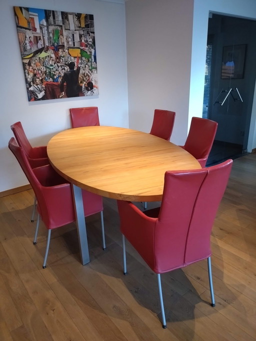 Dining Table Oval in Solid Core Beech 1m20B and L2m30 and Extension 50