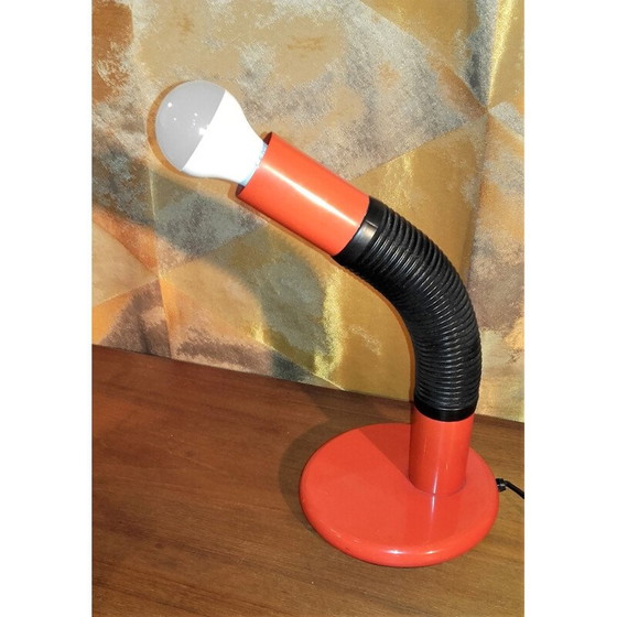 Image 1 of Vintage "BENDY" red metal desk lamp by Targetti Sankey, Italy 1970