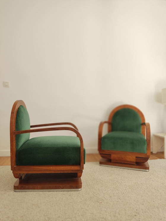 Image 1 of Pair of art deco armchairs - 1930s