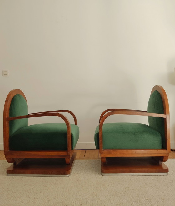 Image 1 of Pair of art deco armchairs - 1930s