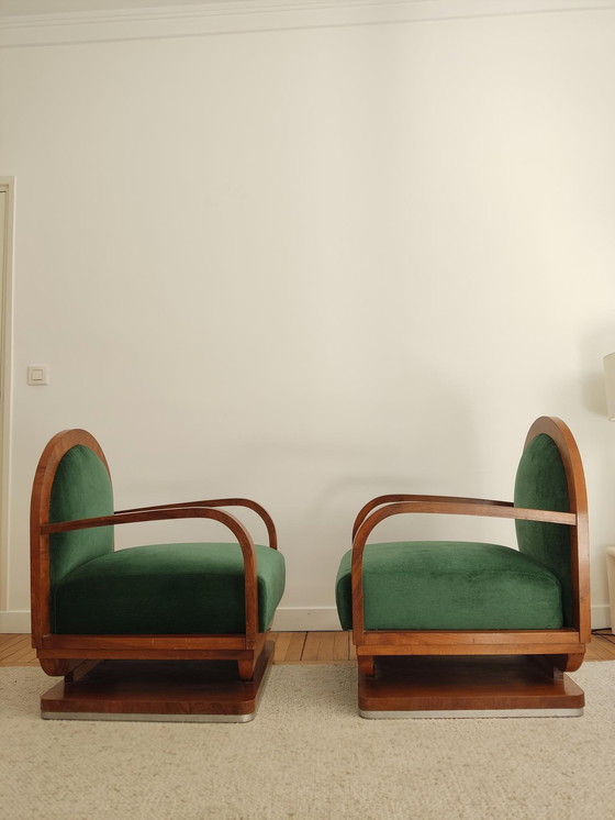 Image 1 of Pair of art deco armchairs - 1930s