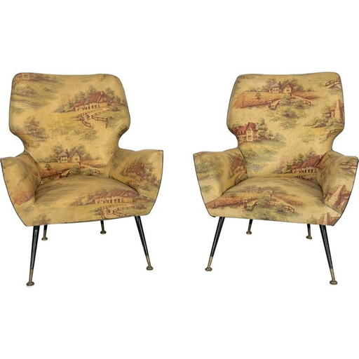 Pair of mid-century Italian armchairs, 1950s