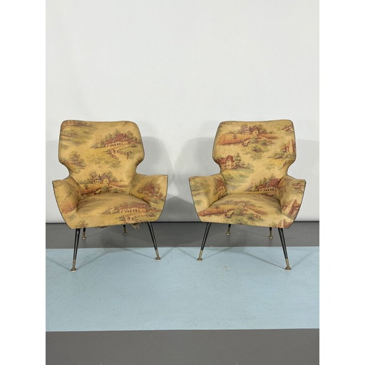 Pair of mid-century Italian armchairs, 1950s