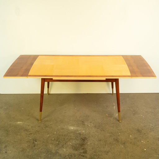 Height-adjustable coffee table, maple, beech, 1950s