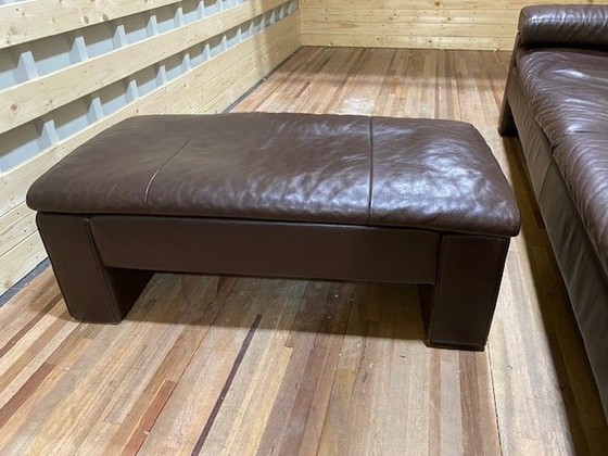 Image 1 of Jori Shiva 3-Seater Dark Brown Leather And Pouf