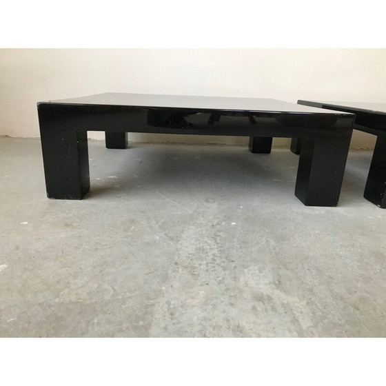 Image 1 of Pair of vintage coffee tables in black lacquered wood, 1970