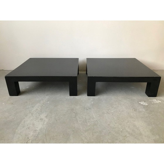 Image 1 of Pair of vintage coffee tables in black lacquered wood, 1970