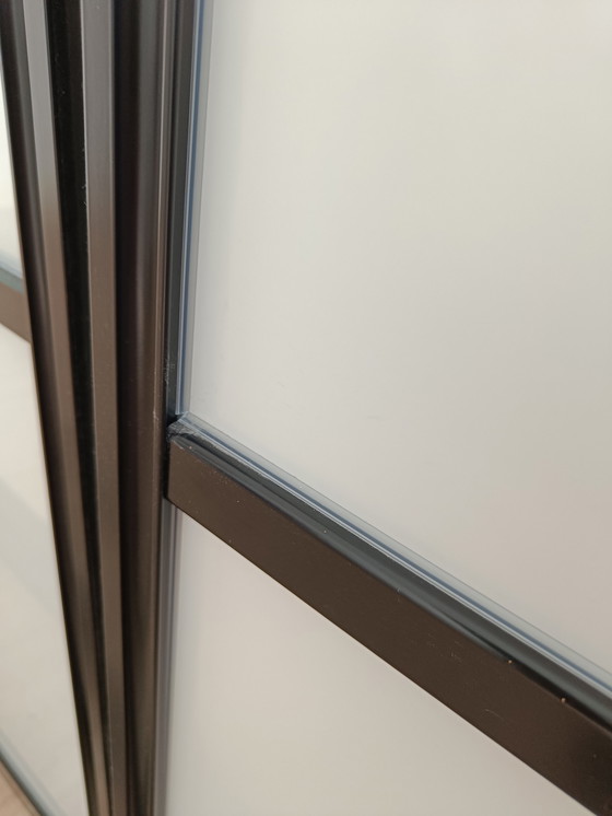 Image 1 of 2x Metal Sliding Door With Milky Glass