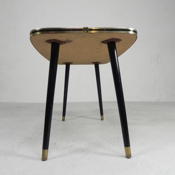 Image 1 of Vintage Coffee Table With Glass Top And Angled Legs