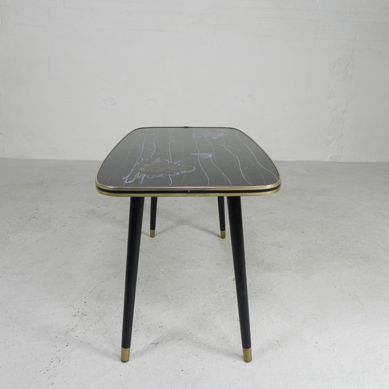 Image 1 of Vintage Coffee Table With Glass Top And Angled Legs