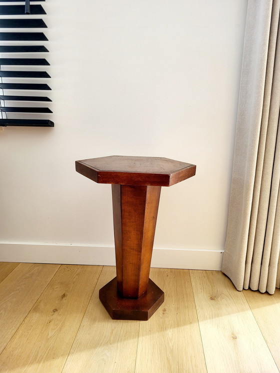 Image 1 of Art Deco Hexagonal Side Table Or Plant Stand, Wood