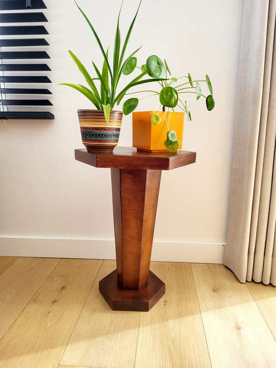 Image 1 of Art Deco Hexagonal Side Table Or Plant Stand, Wood