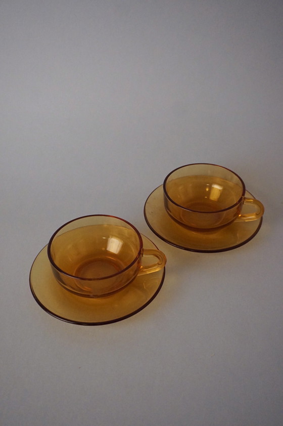 Image 1 of Japanse glas amberkleurige koffiekopjes