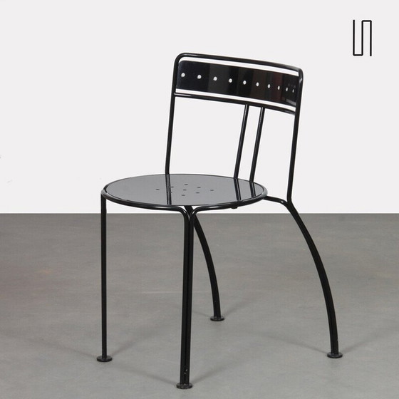 Image 1 of Vintage Palais Royal chair in black lacquered metal by Jean-Michel Wilmotte for Academy, 1986