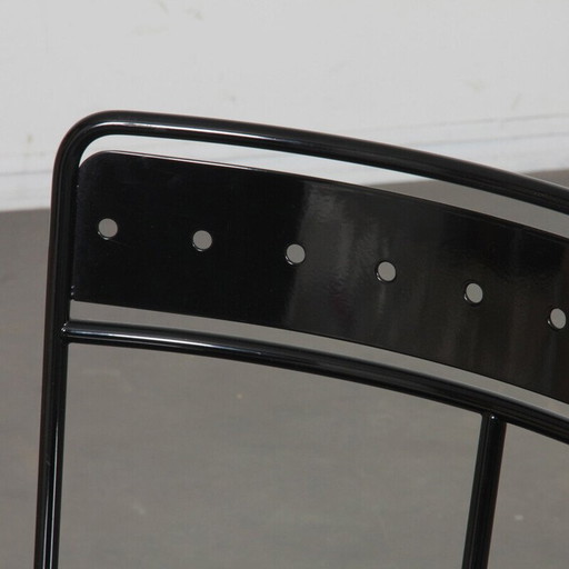 Vintage Palais Royal chair in black lacquered metal by Jean-Michel Wilmotte for Academy, 1986