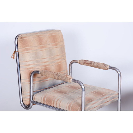Image 1 of Coppia di poltrone vintage Bauhaus in acciaio cromato e tessuto di Karel E. Ort per Hynek Gottwald, Cecoslovacchia 1930
