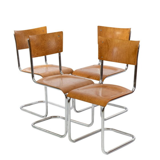 Image 1 of Set of 4 vintage Bauhaus cantilever chairs by Mart Stam