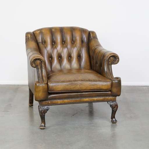 Beef Leather Chesterfield Armchair/ Armchair