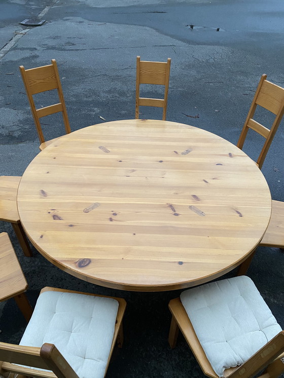 Image 1 of Roland Wilhelmsson Dining Table And 8 Chairs Pine Wood