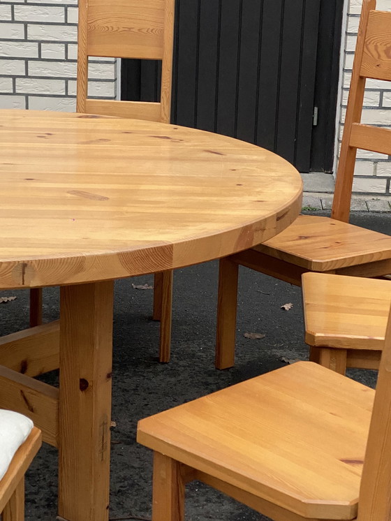 Image 1 of Roland Wilhelmsson Dining Table And 8 Chairs Pine Wood