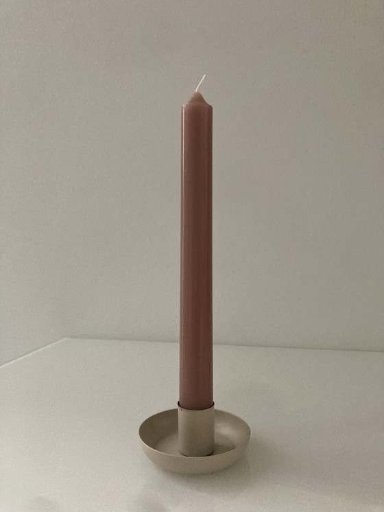 Image 1 of Set Of Three Pink Candlesticks