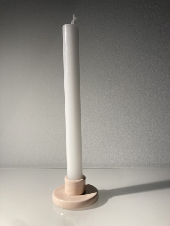 Image 1 of Set Of Three Pink Candlesticks