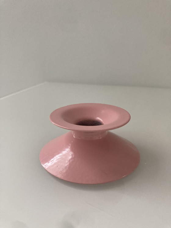 Image 1 of Set Of Three Pink Candlesticks