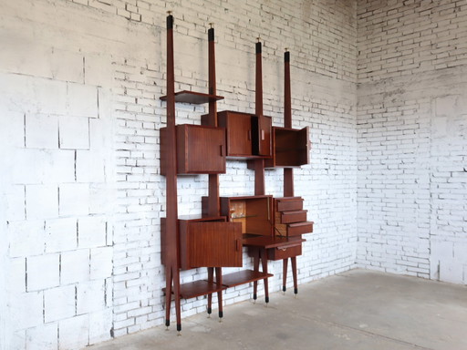 Elegant Mid-Century Italian Wall Unit & Bookcase, 1950S