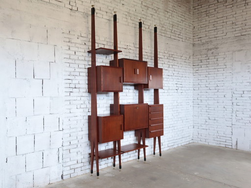 Elegant Mid-Century Italian Wall Unit & Bookcase, 1950S