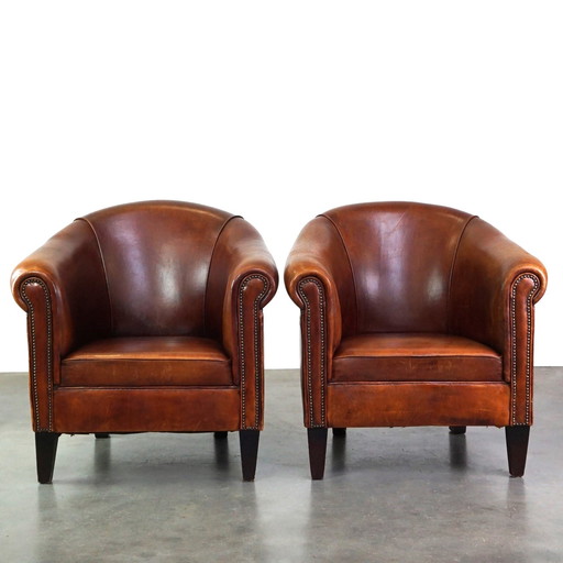 2 x Fauteuil club en peau de mouton