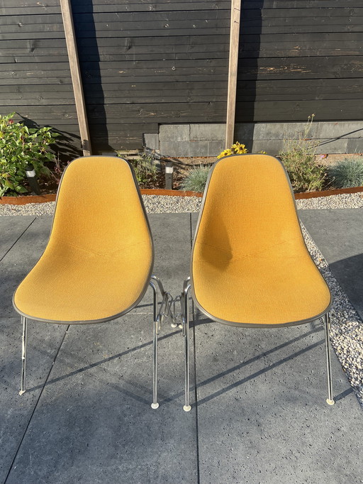 2X Vintage Fiberglass Dss Stacking Chair Vitra