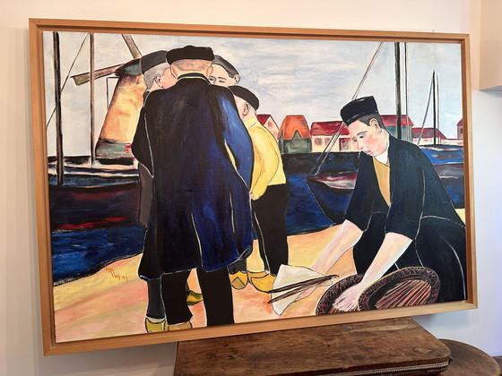 Image 1 of Hansje Plas painting - the Eel fishermen