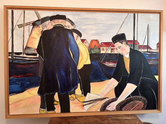 Image 1 of Hansje Plas painting - the Eel fishermen