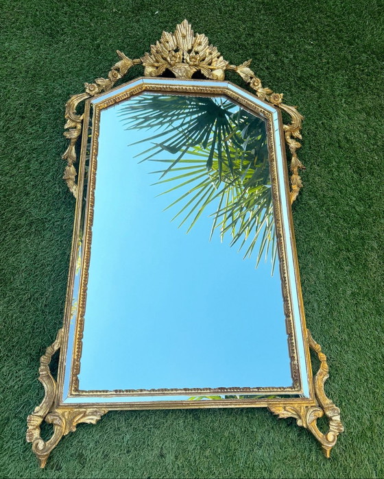 Image 1 of Miroir vintage italien doré La Barge