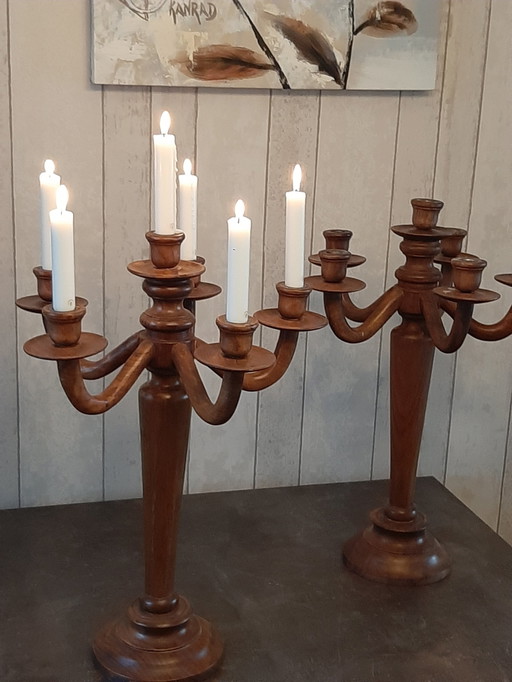 Set of Solid Wood Candlesticks