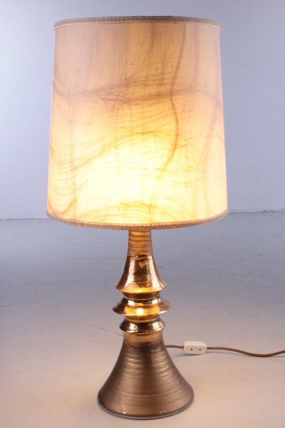 Image 1 of Grande lampe de table en céramique tournée à la main, 1970