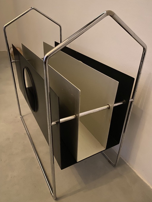 Vintage Chrome-plated Metal Magazine Rack, France 1970