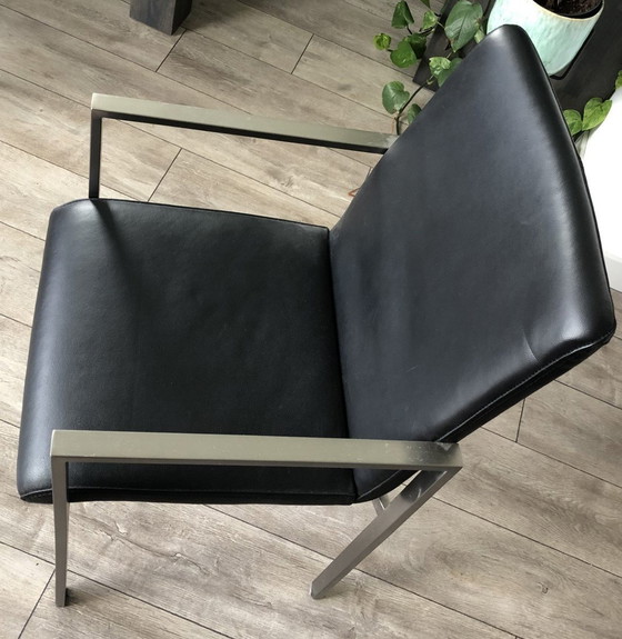 Image 1 of 6x Modern Black Leather Dining Chairs