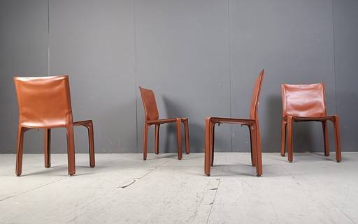 Set of 4 Cassina Cab Chairs by Mario Bellini, 1980s