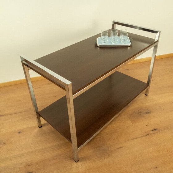 Image 1 of 1960s Chrome and Stained Mahogany Shelf