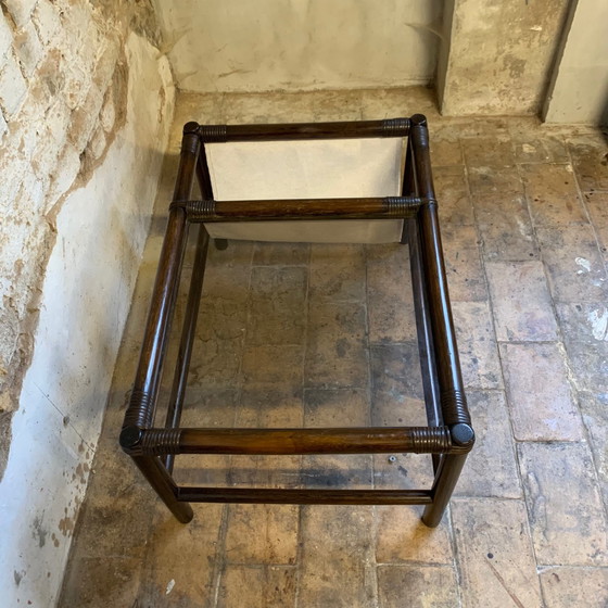 Image 1 of Bamboo coffee table from the 70s with integrated magazine holder