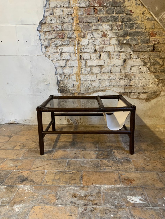 Image 1 of Bamboo coffee table from the 70s with integrated magazine holder